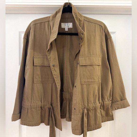 NWT Time and Tru Snap Front Tie Belt Utility Jacket Tan sz Small - Picture 3 of 12